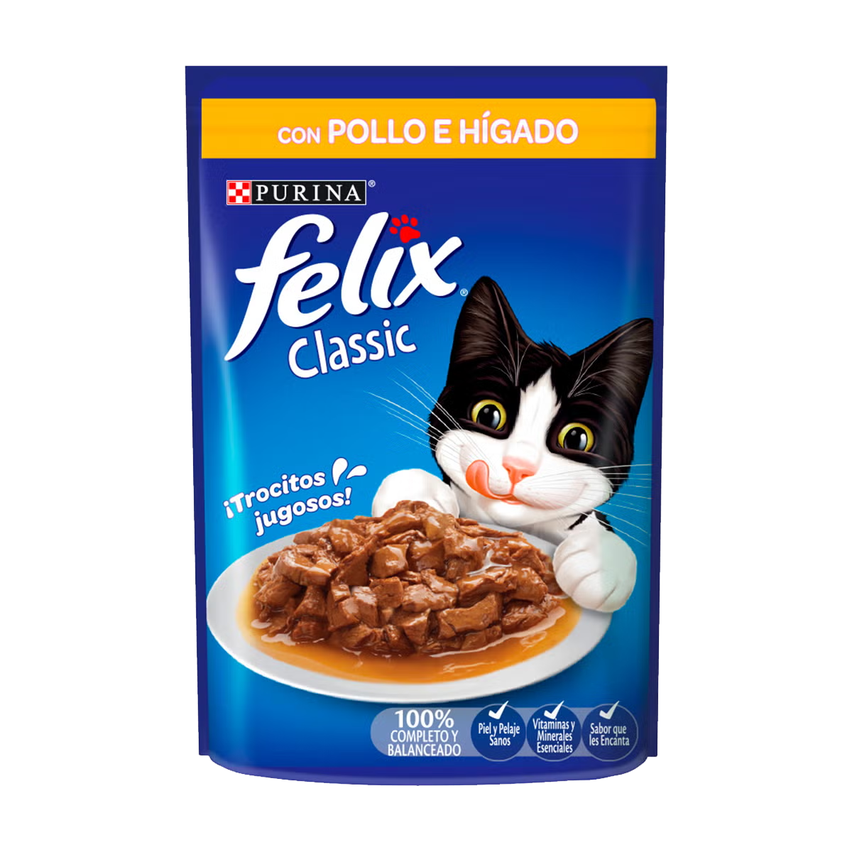 comida para gato felix classic sabor pollo e hígado