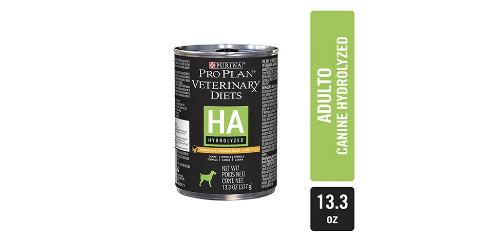 Presentación de lata de 13.3 oz de PRO PLAN alimento hidrolizado para perros.